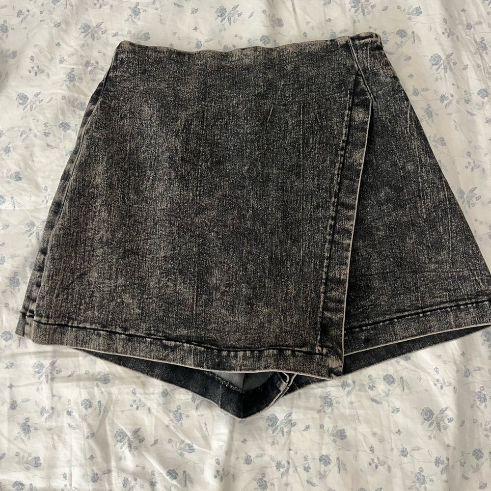 Black Denim Wrap Skirt